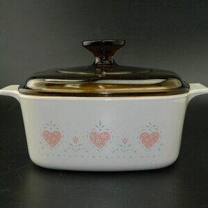 Corning Ware Casserole Dish Forever Yours Hearts 1.5L A-1 1/2-B & Lid Baking